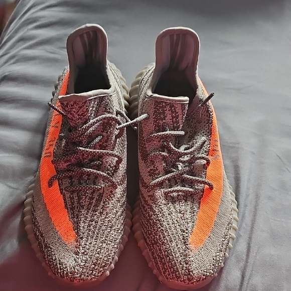 Yeezy Adidas Men's Gray and Orange Sneakers